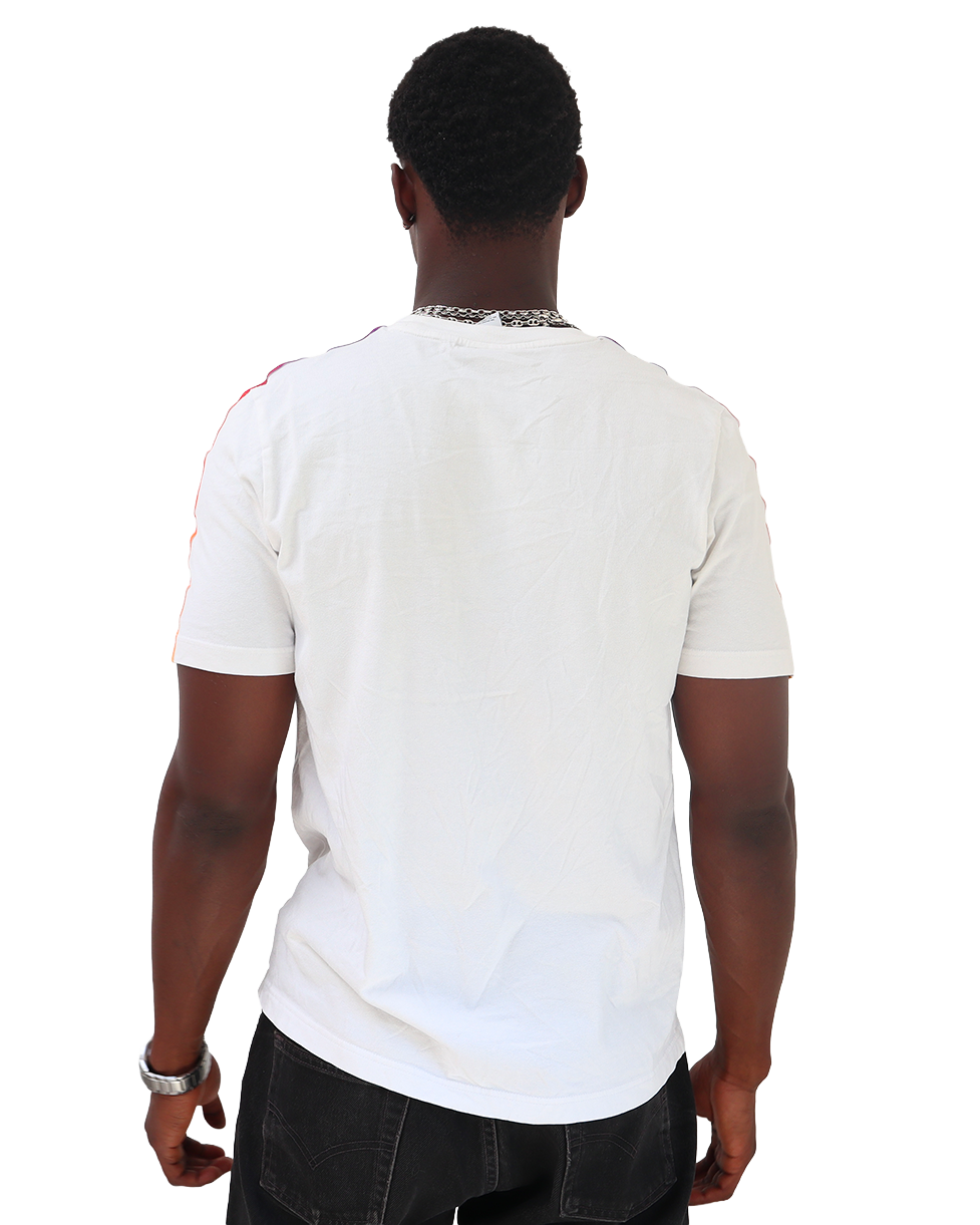 T-shirt Adidas à bandes multicolores - S - Blanc