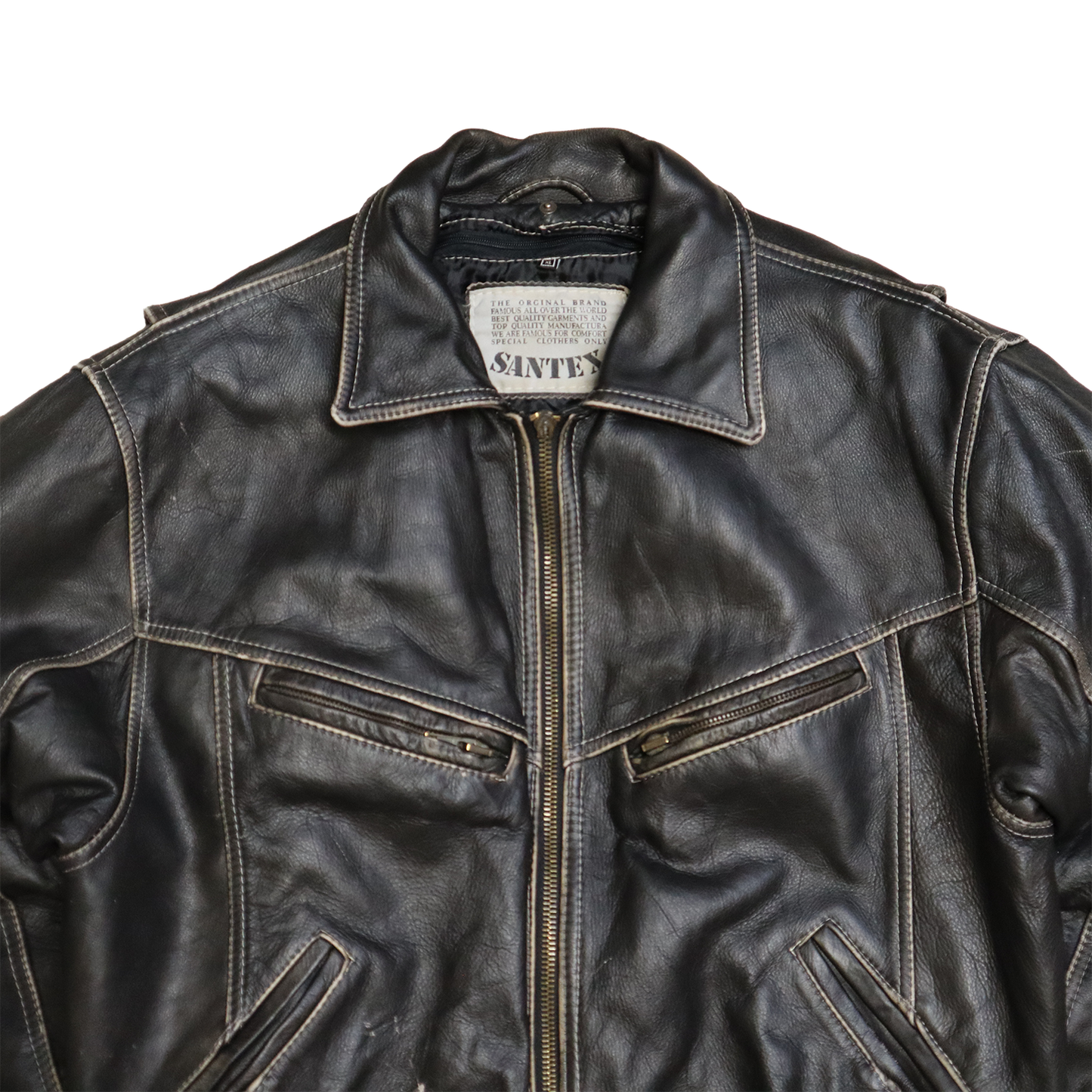 Veste en cuir brun patinée - Style Oversize - XL