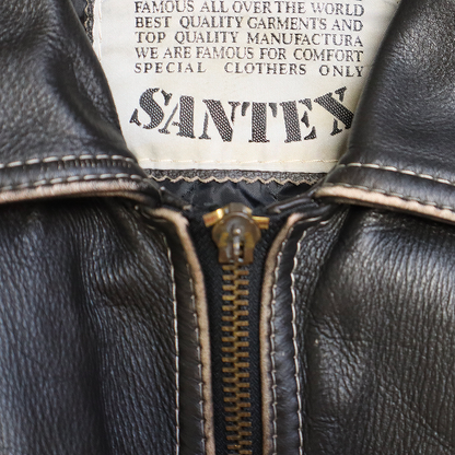 Veste en cuir brun patinée - Style Oversize - XL