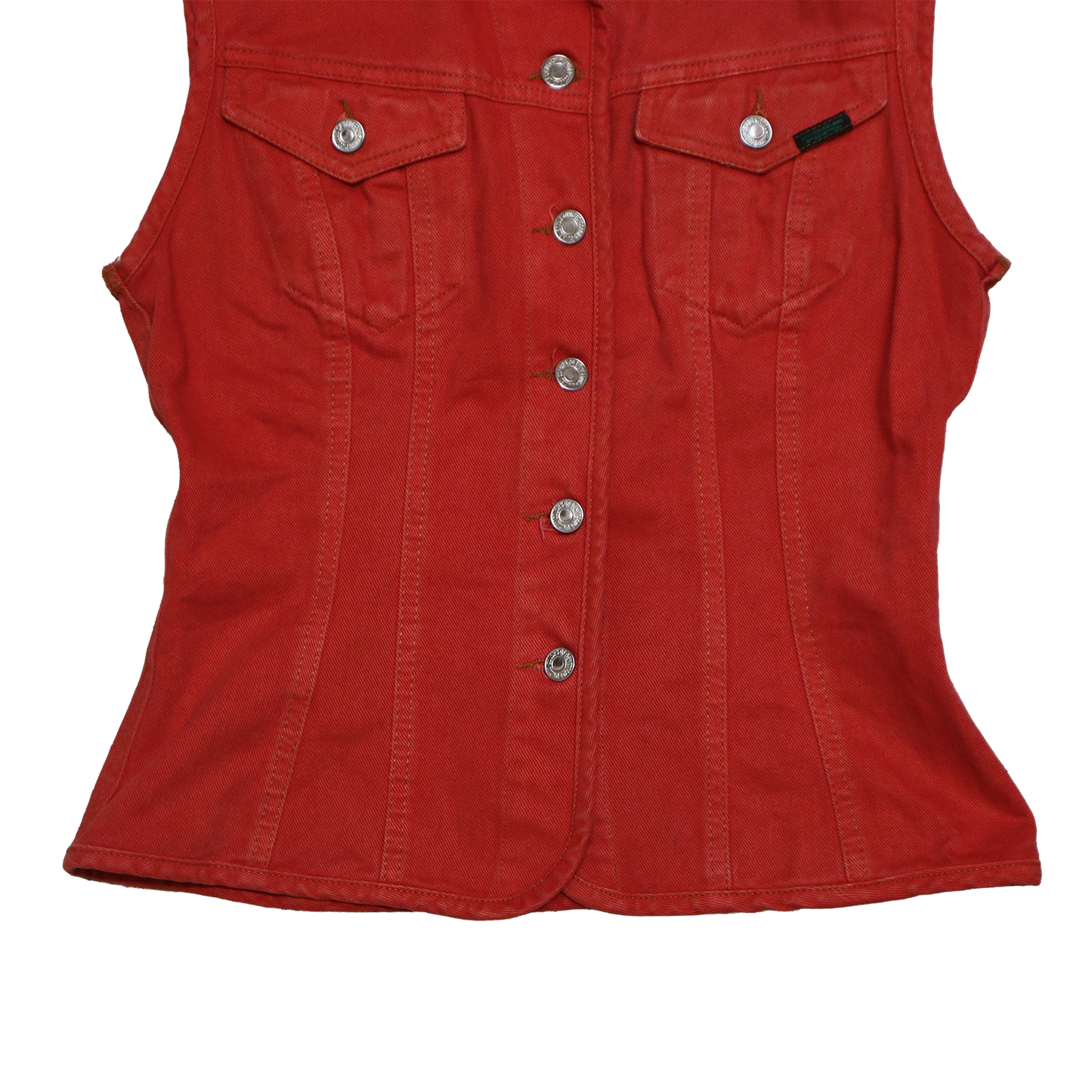 Haut Benetton en jeans - Sans manche - M - Rouge délavé