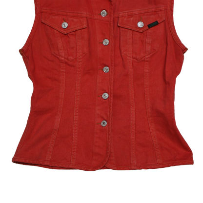 Haut Benetton en jeans - Sans manche - M - Rouge délavé