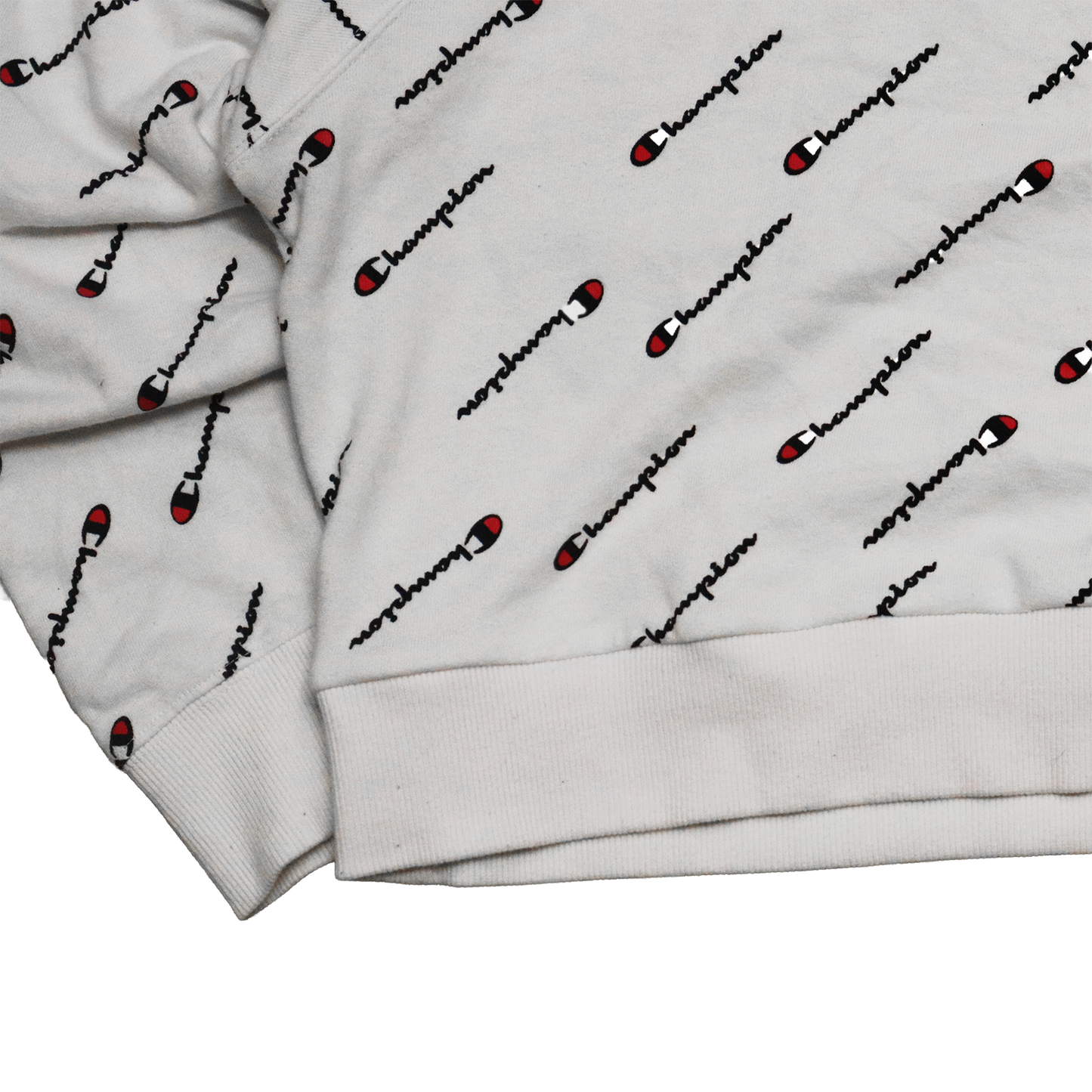 Pull Champion - Croptop Upcyclé - S - Blanc à motif