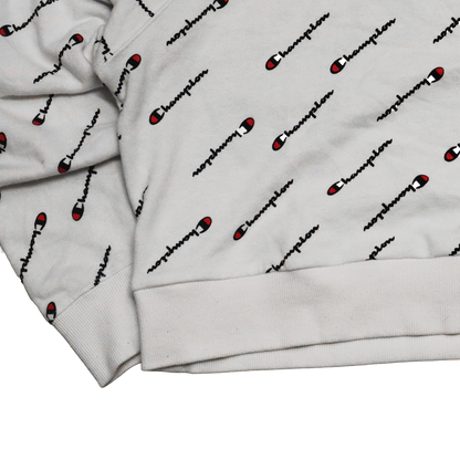 Pull Champion - Croptop Upcyclé - S - Blanc à motif