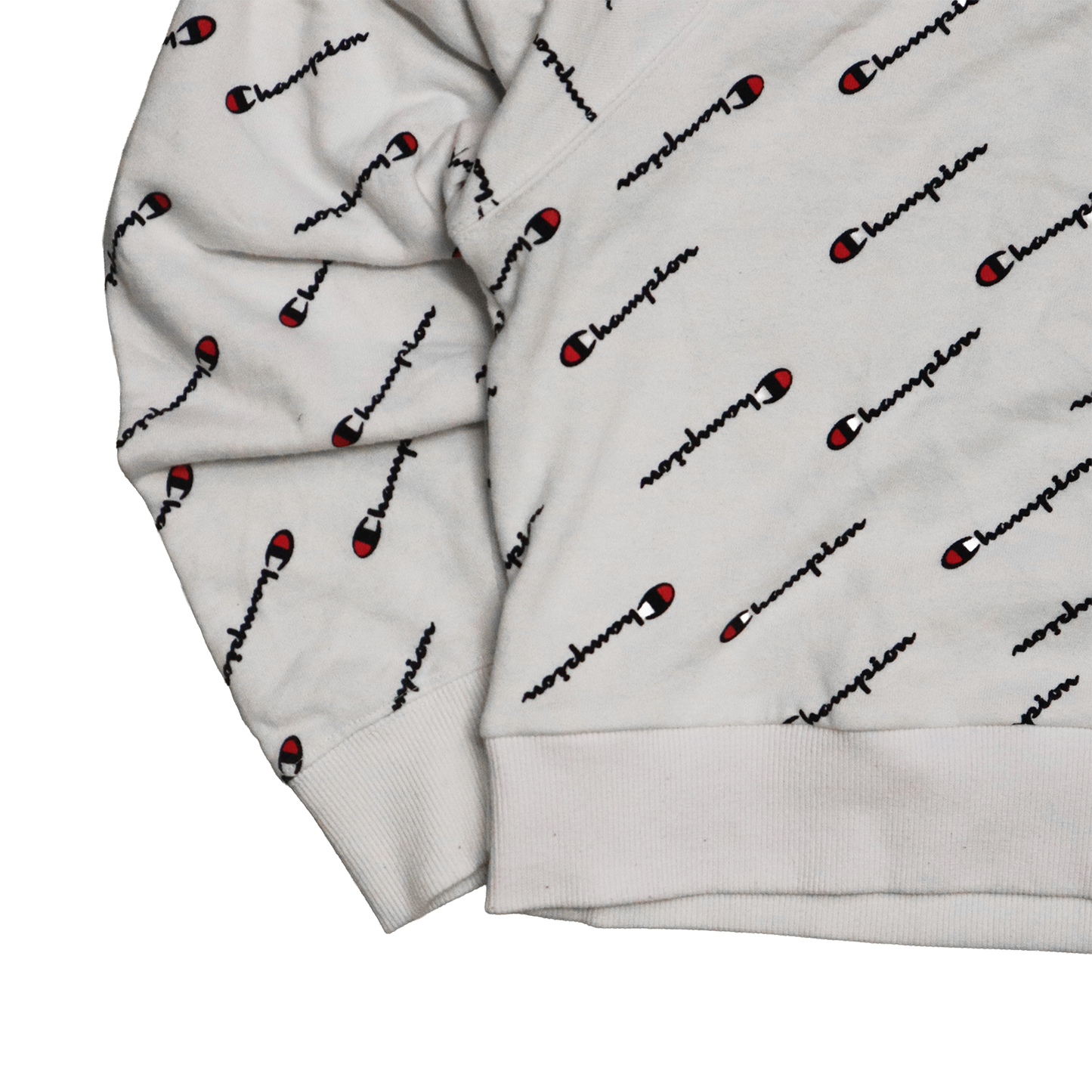 Pull Champion - Croptop Upcyclé - S - Blanc à motif