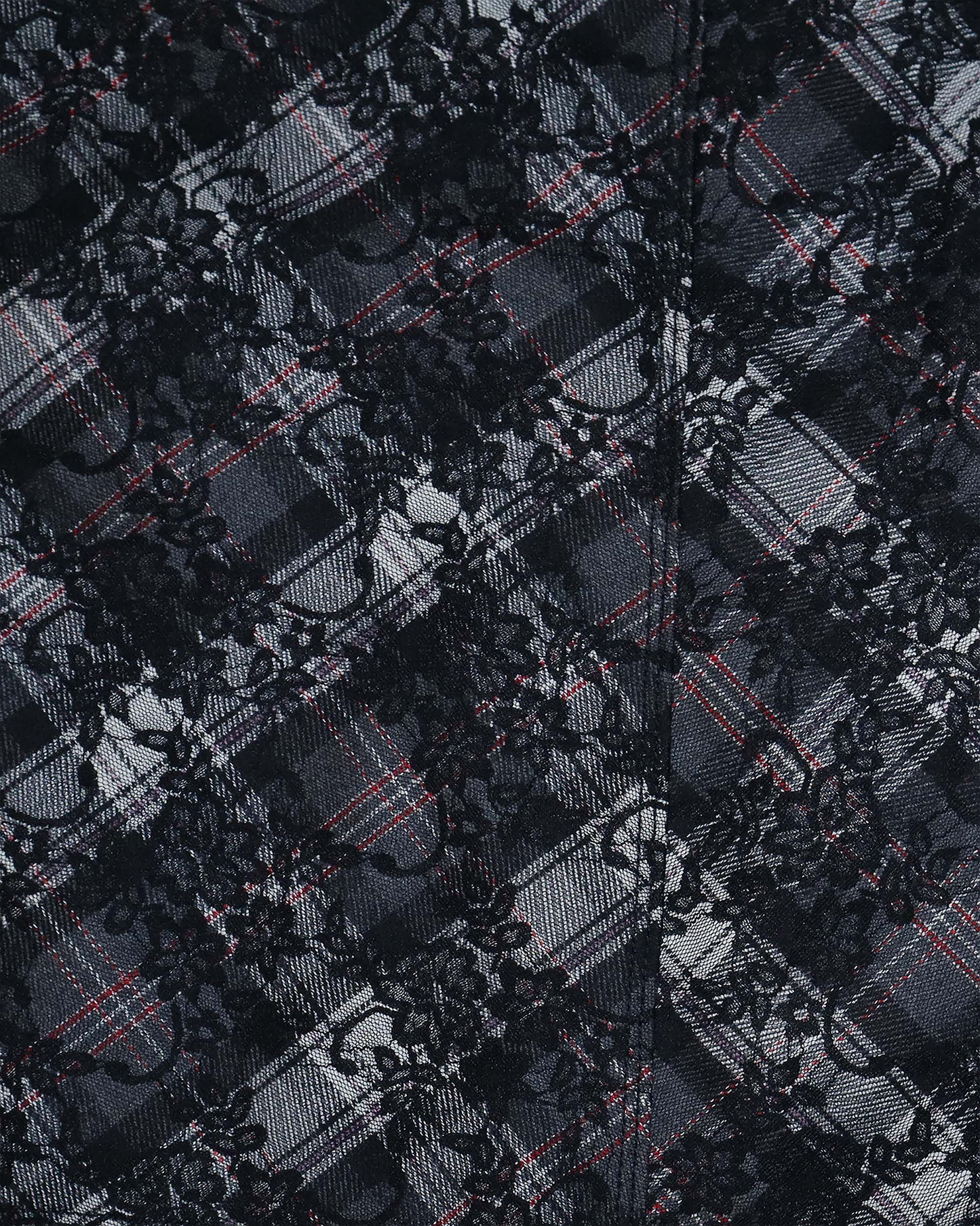 Jupe trapèze à dentelle et carreaux - L