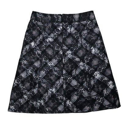 Jupe trapèze à dentelle et carreaux - L