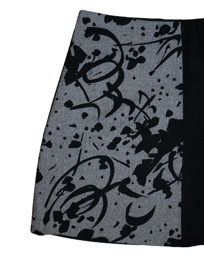 Jupe trapèze bicolore - L - Noir et gris