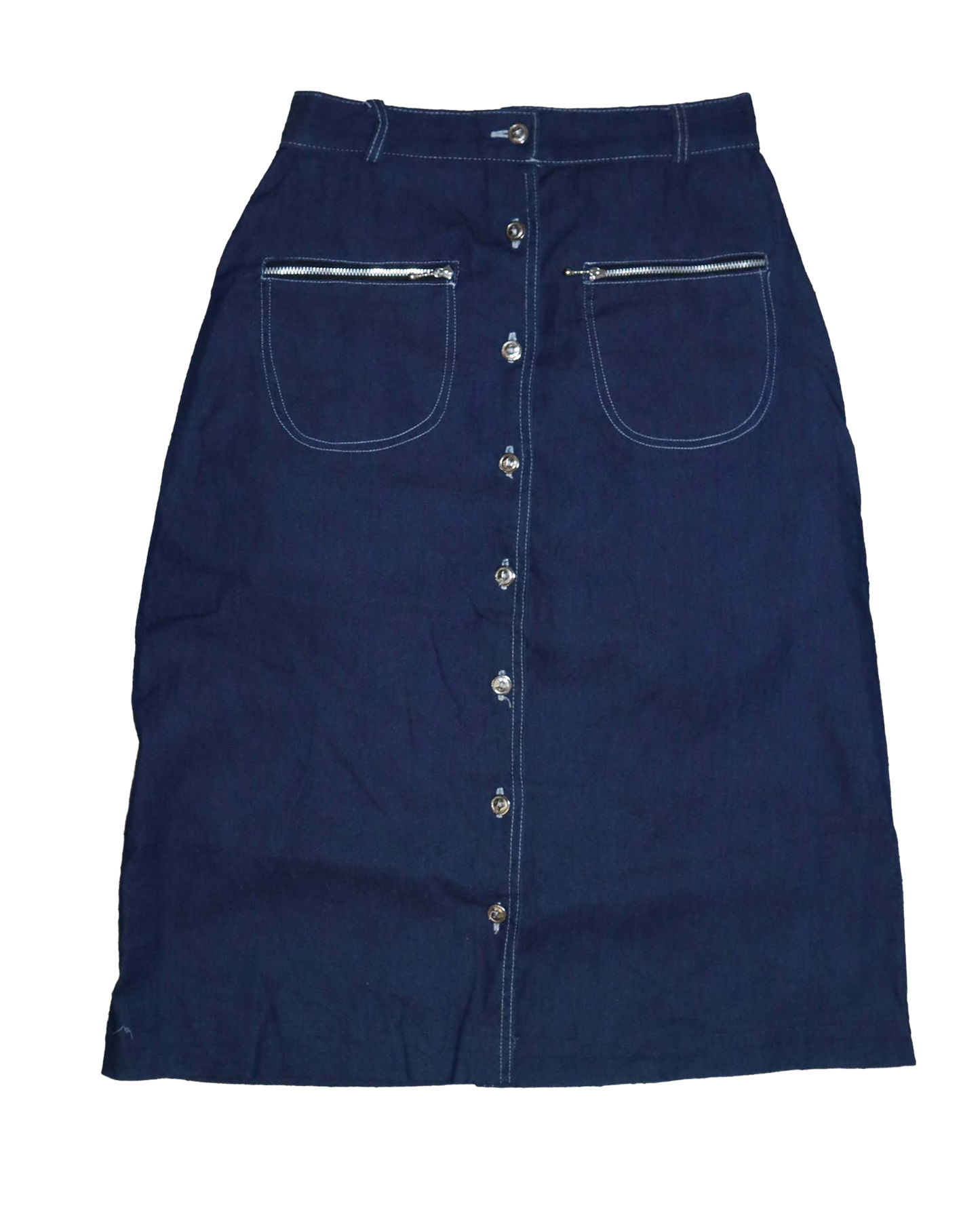 Jupe midi en jeans à bouton - S