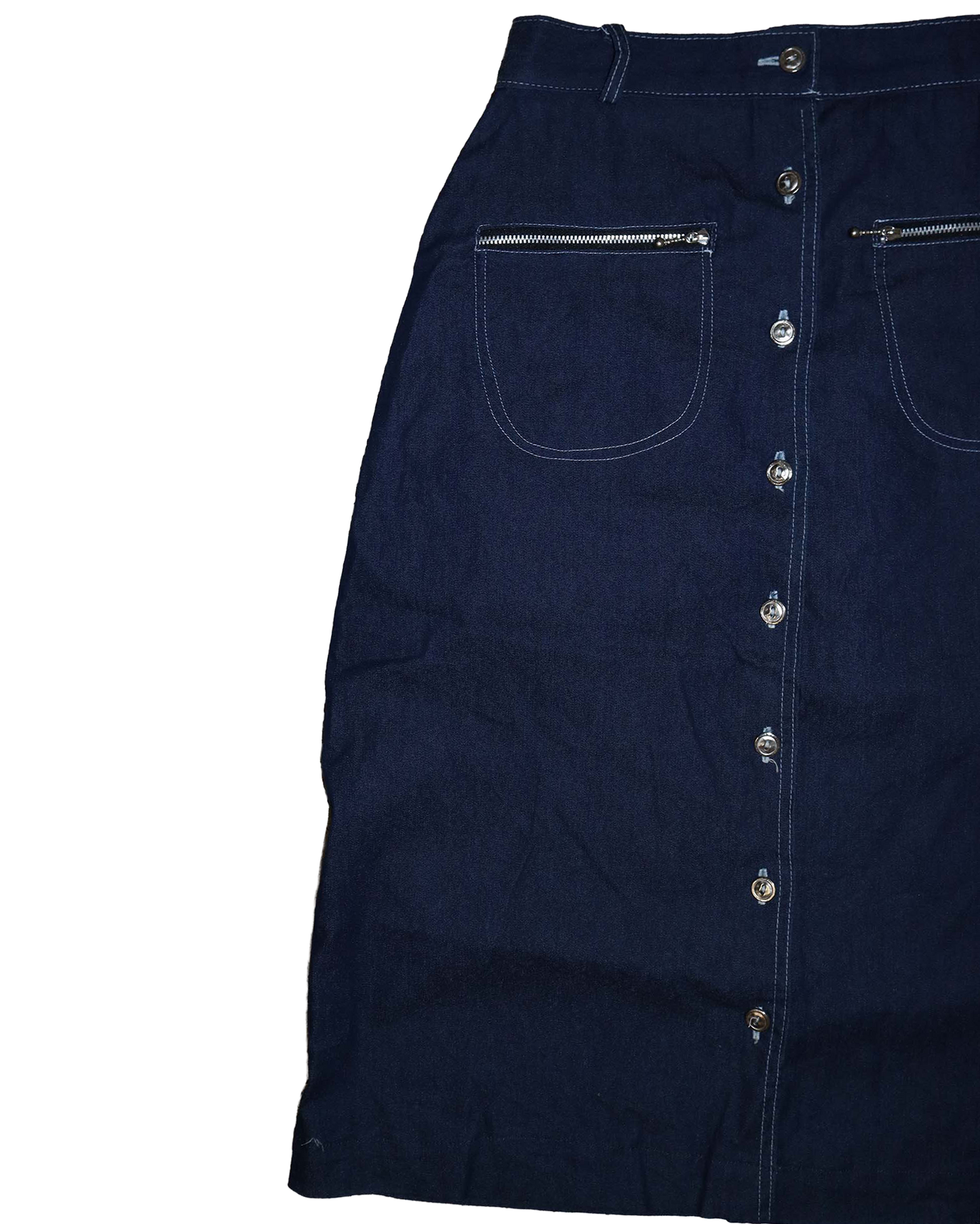 Jupe midi en jeans à bouton - S