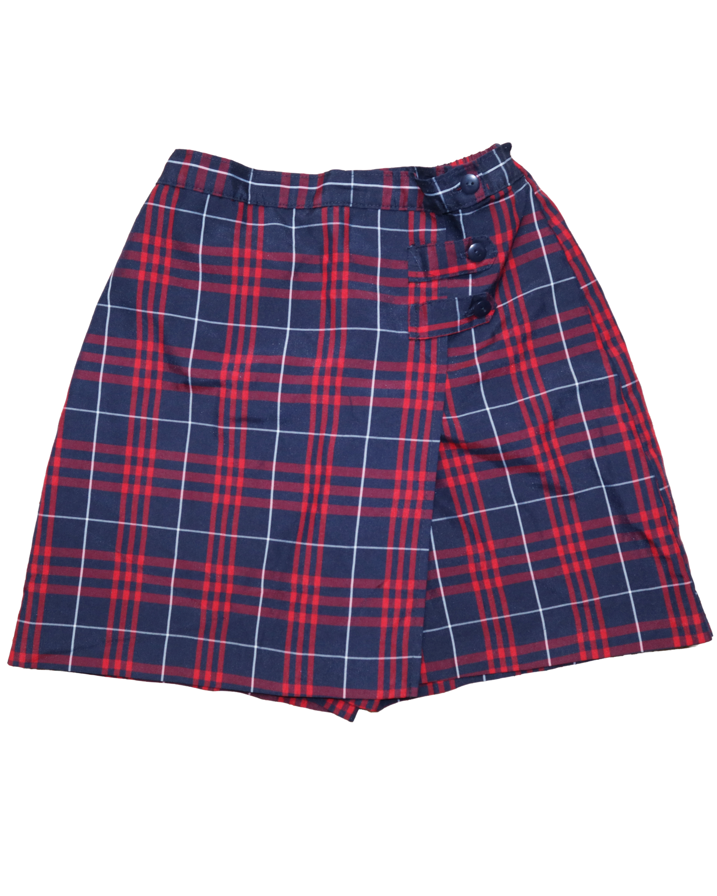 Jupe short à carreaux style portefeuille - S - Rouge et bleu