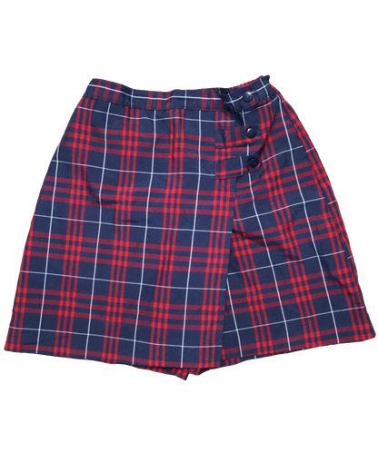Jupe short à carreaux style portefeuille - S - Rouge et bleu