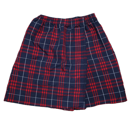 Jupe short à carreaux style portefeuille - S - Rouge et bleu