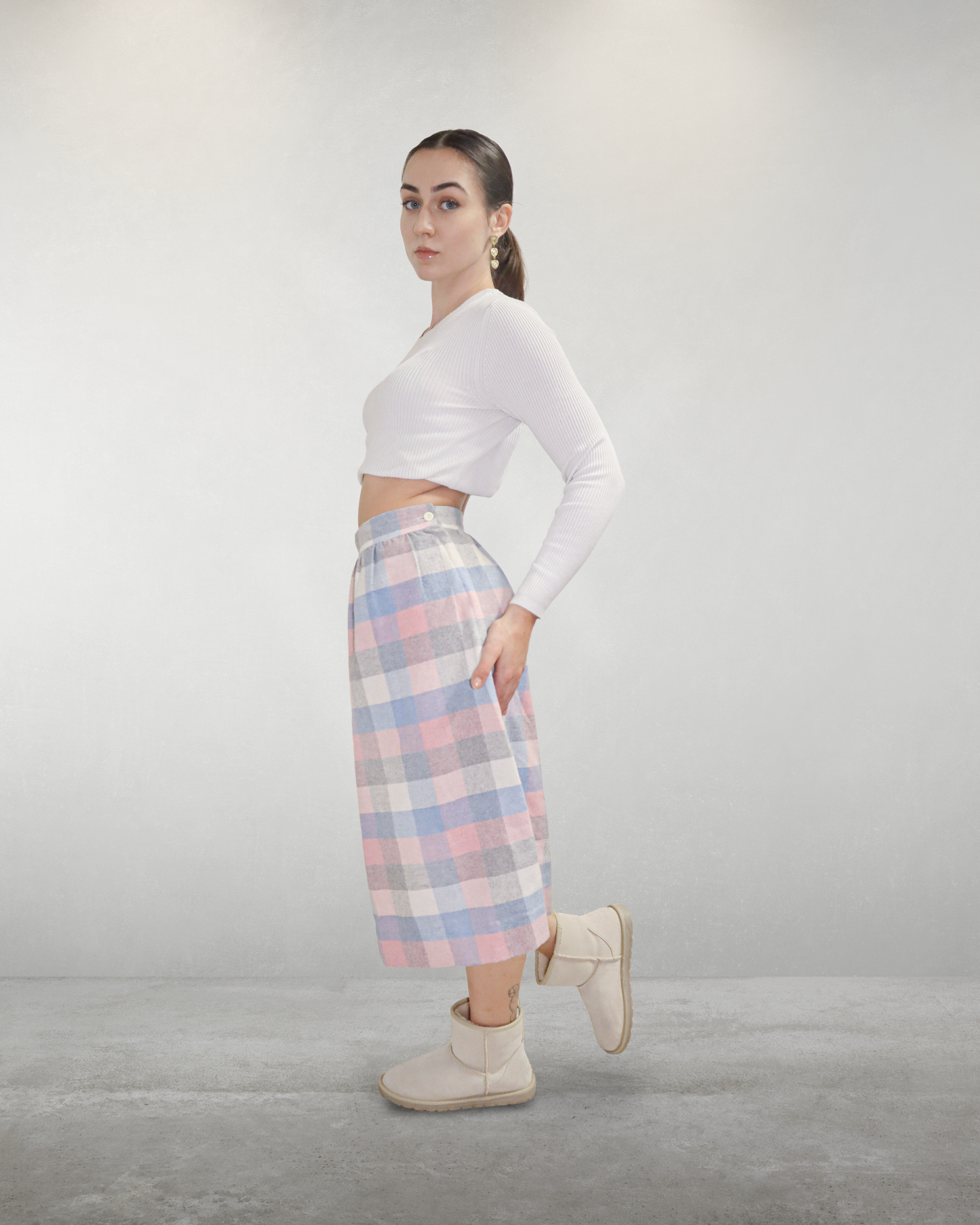 Jupe longue à carreaux - M - Rose et bleu