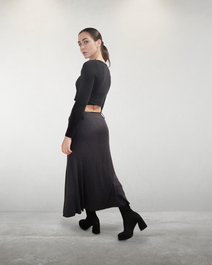 Jupe longue ample - M - Gris foncé