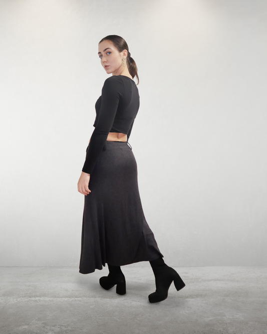 Jupe longue ample - M - Gris foncé